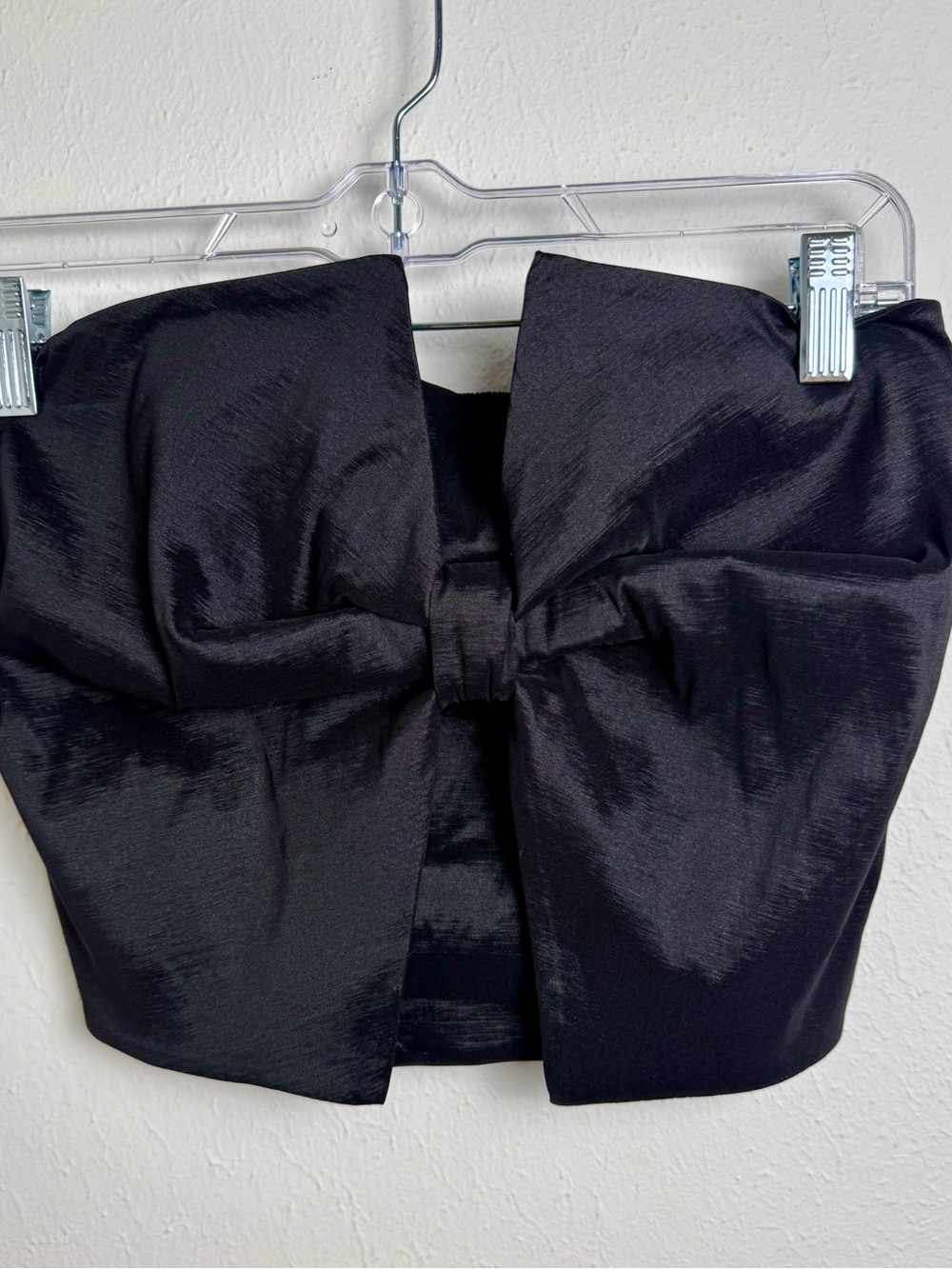 Black Bow-Front Crop Top